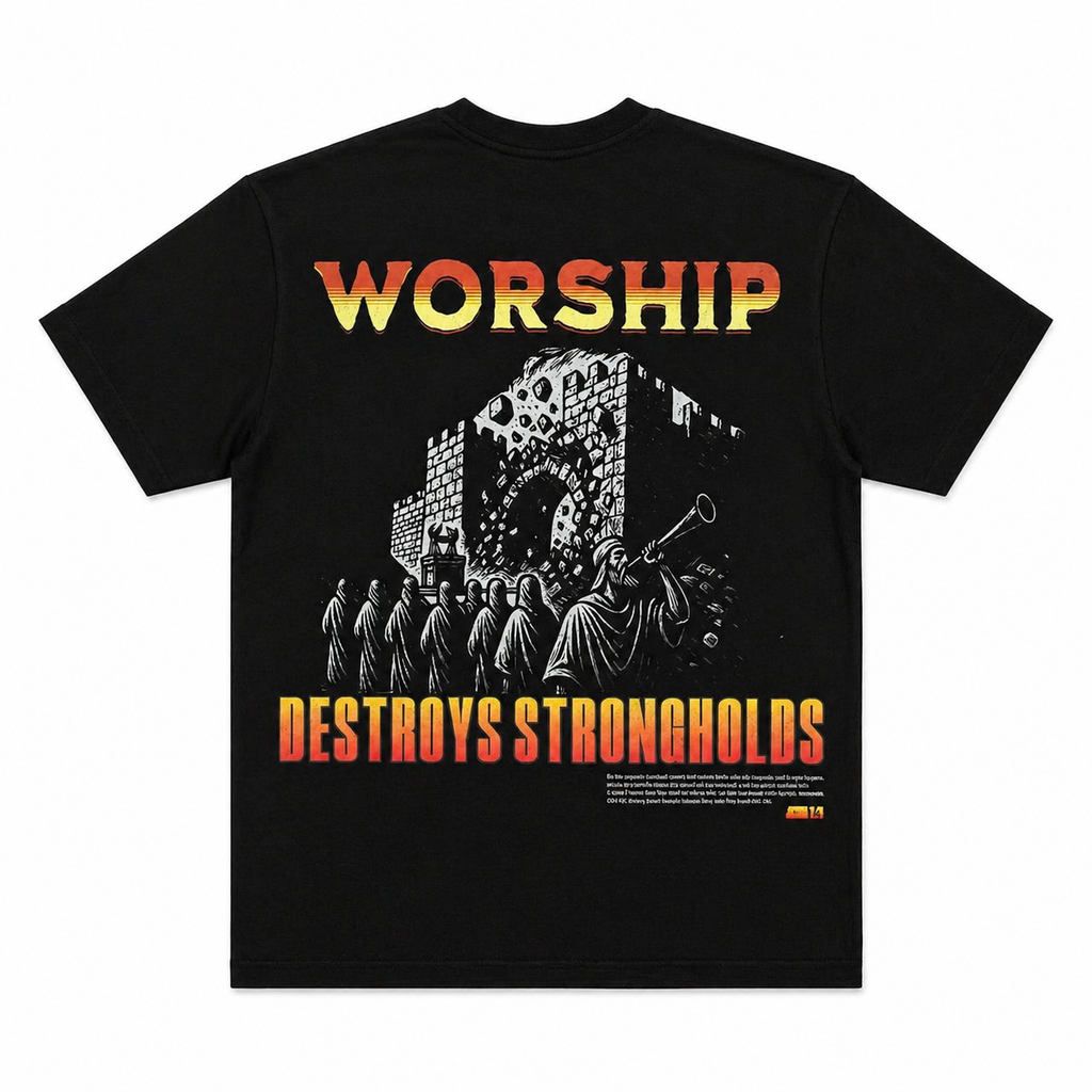Worship Destroys Strongholds Oversized Tee